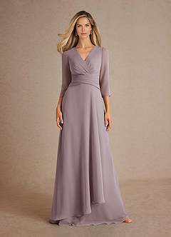 Azazie Mayfield vestidos de madre de la novia Vestido de Atardecer de Gasa de Corte En A con Plisado image6