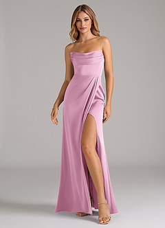 Azazie Johana Bridesmaid Dresses Candy Pink Mermaid Off the Shoulder Stretch Satin Convertible Dress image6