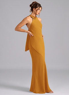Azazie Velli Bridesmaid Dresses Butterscotch Mermaid Bow Chiffon Dress image4