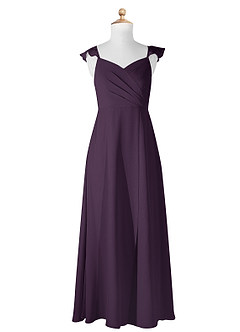 Azazie Amada Junior Plum A-Line Ruched Chiffon Dress image5