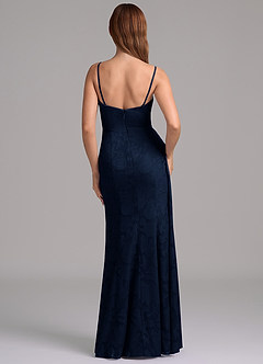 Azazie Amyra Brautjungfernkleider Wandelbar Meerjungfrau-Linie Schulterfrei Blumen-Burnout Kleid Dunkelmarine image7