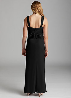 Azazie Jesaphine Junior Black Sheath Pleated Stretch Chiffon Dress image4