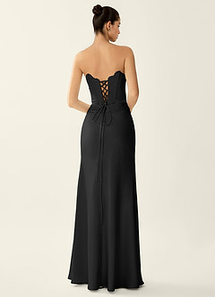 Fiammetta Black Lace Corset Stretch Satin Mermaid Prom Dress image2
