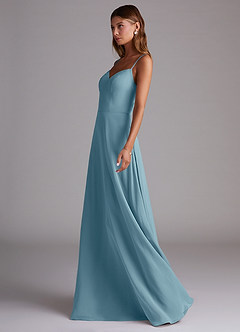 Azazie Marley Jurken voor bruidsmeisjes Converteerbaar Jurk van Chiffon met A-Lijn Off the Shoulder Mystiek Blauw image6