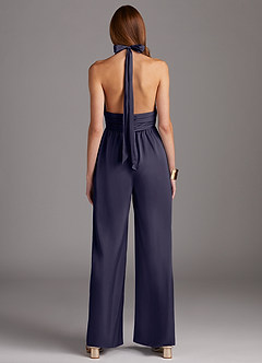 Azazie Oli Jurken voor bruidsmeisjes Jumpsuit van Stretch Satijn Geplooid Stormachtig image2