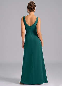 Azazie Bernice Final Sale Peacock A-Line Pleated Chiffon Dress image2