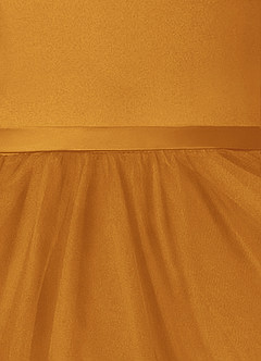 Azazie Marybell Flower Girl Dresses Butterscotch A-Line Bow Tulle Dress image4