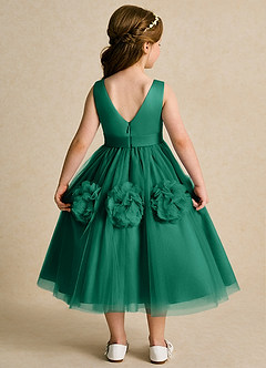 Azazie Vola Flower Girl Dresses Emerald Ball-Gown Sleeveless Tulle Dress image2