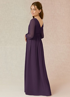 Azazie Angelica Junior Plum A-Line Pleated Chiffon Dress image2