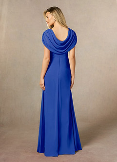Azazie Mary vestidos de madre de la novia Vestido de Azul Real de Gasa de Corte En A con Corte Lateral image3
