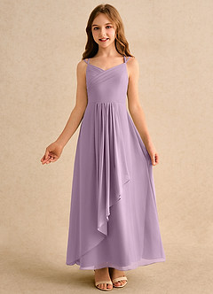 Azazie Zaida Girls Formal Flower Girl Dresses Wisteria A-Line Pleated Chiffon Dress image4