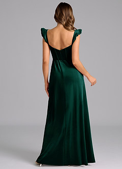 Azazie Denisse Bridesmaid Dresses Emerald A-Line Ruched Velvet Dress image7