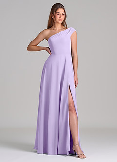 Azazie Melanie Final Sale Lilac A-Line Off the Shoulder Chiffon Dress image4
