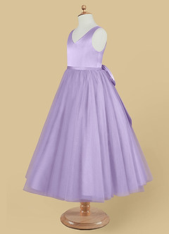 Azazie Marybell Flower Girl Dresses Lilac A-Line Bow Tulle Dress image7