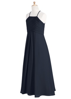 Azazie Ginger Junior Dark Navy A-Line Pleated Chiffon Dress image9
