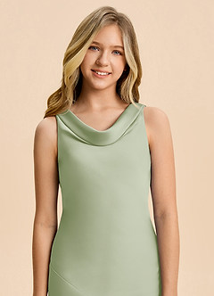 Azazie Rylina Junior Dusty Sage Mermaid Stretch Satin Dress image6