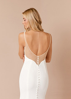 Azazie Sharen Robes de mariée Robe Sirène en Crêpe Élastique Diamant Blanc Champagne image14