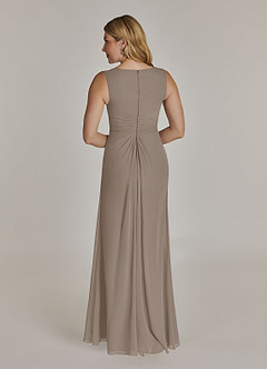 Azazie Manuella Mother of the Bride Dresses Taupe A-Line V-Neck Pleated Chiffon Dress image7