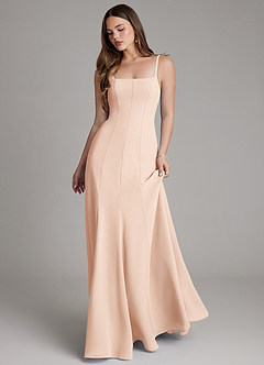 Azazie Nyla Bridesmaid Dresses English Rose A-Line Square Neckline Chiffon Dress image1