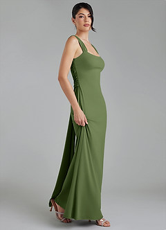 Azazie Ariel Bridesmaid Dresses Olive Mermaid Square Neckline Premium Stretch Jersey Dress image7