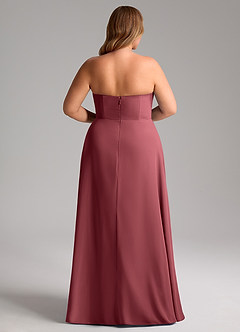 Azazie Wren Bridesmaid Dresses Merlot A-Line Side Slit Chiffon Convertible Dress image15