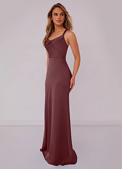 Barbie ♥ Azazie Bridesmaid Dresses Sangria Mermaid Pleated Stretch Satin Dress image4