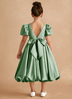 Azazie Jellybean vestidos de niña de las flores Vestido de Matcha de Satin Mate de Corte Princesa con Volante image2