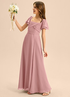 Azazie Azey Junior Dusty Rose A-Line Ruched Chiffon Dress image7