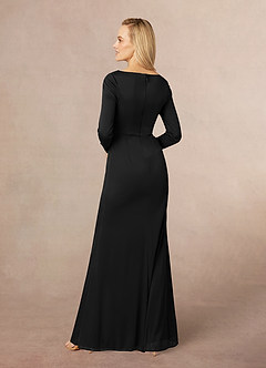 Azazie Risa Mother of the Bride Dresses Black Mermaid V-Neck Pleated Mesh Dress image3