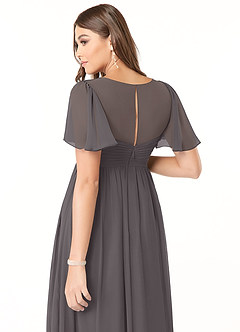 Azazie Verna Maternity Bridesmaid Dresses A-Line V-Neck Ruched Chiffon Floor-Length Dress image6