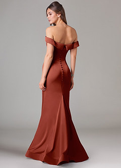 Azazie Everly Bridesmaid Dresses Terracotta Mermaid Off the Shoulder Stretch Satin Convertible Dress image5