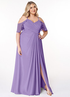 Azazie Dakota Bridesmaid Dresses Tahiti A-Line V-Neck Pleated Chiffon Dress image9