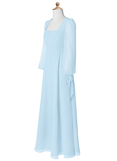 Azazie Leonia Junior Abito A-Line in Chiffon Con Tasche Azzurro image9
