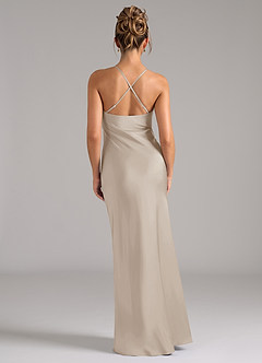 Azazie Tianna Robes de demoiselle d'honneur Robe Trapèze en Satin extensible Givre image2