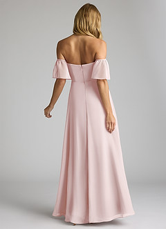 Azazie Sue Bridesmaid Dresses Blushing Pink A-Line Off the Shoulder Chiffon Convertible Dress image3