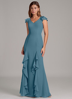 Azazie Nessa Robes de demoiselle d'honneur Robe Trapèze en Mousseline de soie Bermude image4