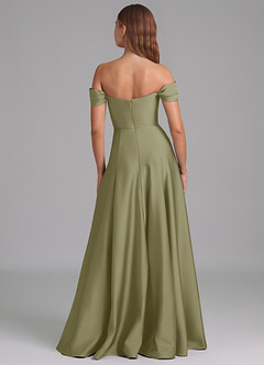 Azazie Seriana Bridesmaid Dresses Pistachio A-Line Off the Shoulder Stretch Satin Convertible Dress image5