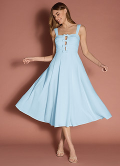 Elior Sky Blue Bow Midi Dress image3