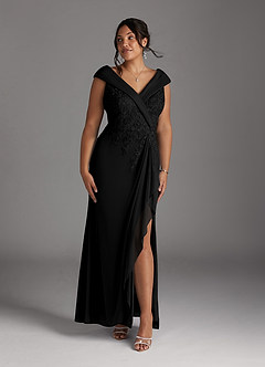Azazie Calathea Mother of the Bride Dresses Black A-Line Lace Dress image6