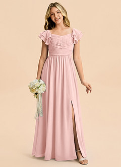 Azazie Anaya Junior Powder Pink A-Line Sweetheart Neckline Chiffon Dress image4