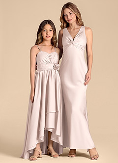 Azazie Catalina Junior Blushing Pink A-Line Sweetheart Neckline Stretch Satin Dress image3