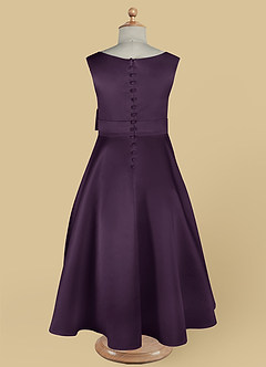 Azazie Lindy Flower Girl Dresses Plum A-Line Pleated Matte Satin Dress image14