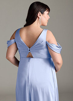 Azazie Rhea Brautjungfernkleider für Schwangere A-Linie Schulternfrei Gefaltet Stretch-Satin Bodenlänge Kleid image13