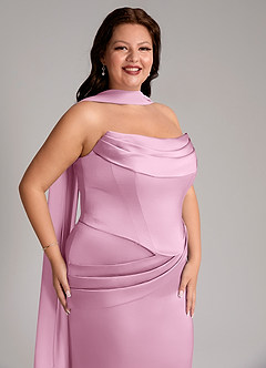 Azazie Sorrel Bridesmaid Dresses Candy Pink Mermaid Strapless Stretch Satin Convertible Dress image4