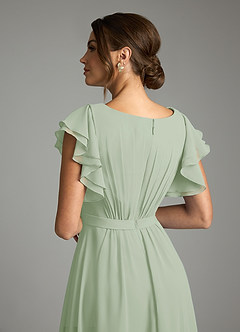 Azazie Daphne vestidos de dama de honor modestos Vestido de Corte en A Volantes Hasta el suelo Gasa image6