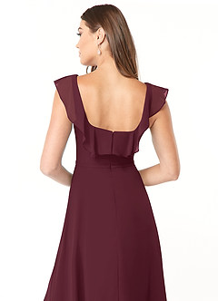 Azazie Jinny Abiti da Damigella Abito A-Line in Chiffon con Scollo Quadrato e Increspature Cabernet image6