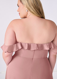 Barbie ♥ Azazie Jurken voor bruidsmeisjes Converteerbaar Jurk van Chiffon met A-Lijn Off the Shoulder Stoffige Roos image11