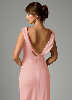 Azazie Kieryn Bridesmaid Dresses Powder Pink Mermaid Pleated Stretch Satin Dress image2