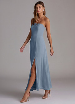 Azazie Wren Abiti da Damigella Abito A-Line in Chiffon Senza Cinturino Crepuscolo image3