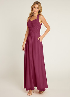 Azazie Claudia Bridesmaid Dresses Mulberry A-Line Sweetheart Neckline Chiffon Dress image2